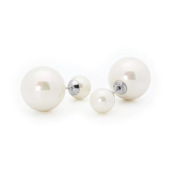 Fronay LIAPERS Double Sided Faux Pearl Tribal Earrings - 925 Sterling Silver - Walmart.com | Walmart (US)