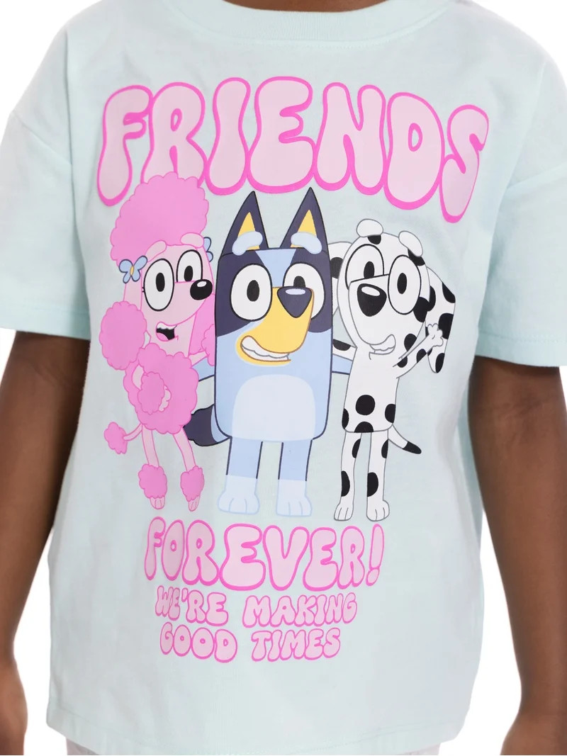 Bluey Toddler Girls Graphic Tee and Bike Shorts Set, 2-Piece, Sizes 12M-5T | Walmart (US)