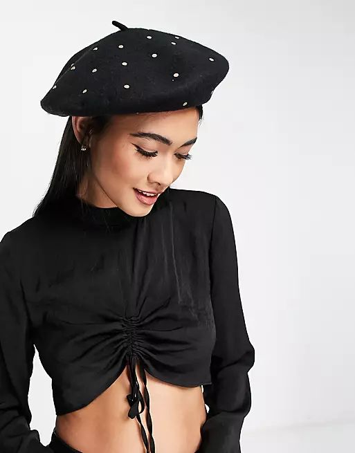 AllSaints studded beret in black | ASOS (Global)