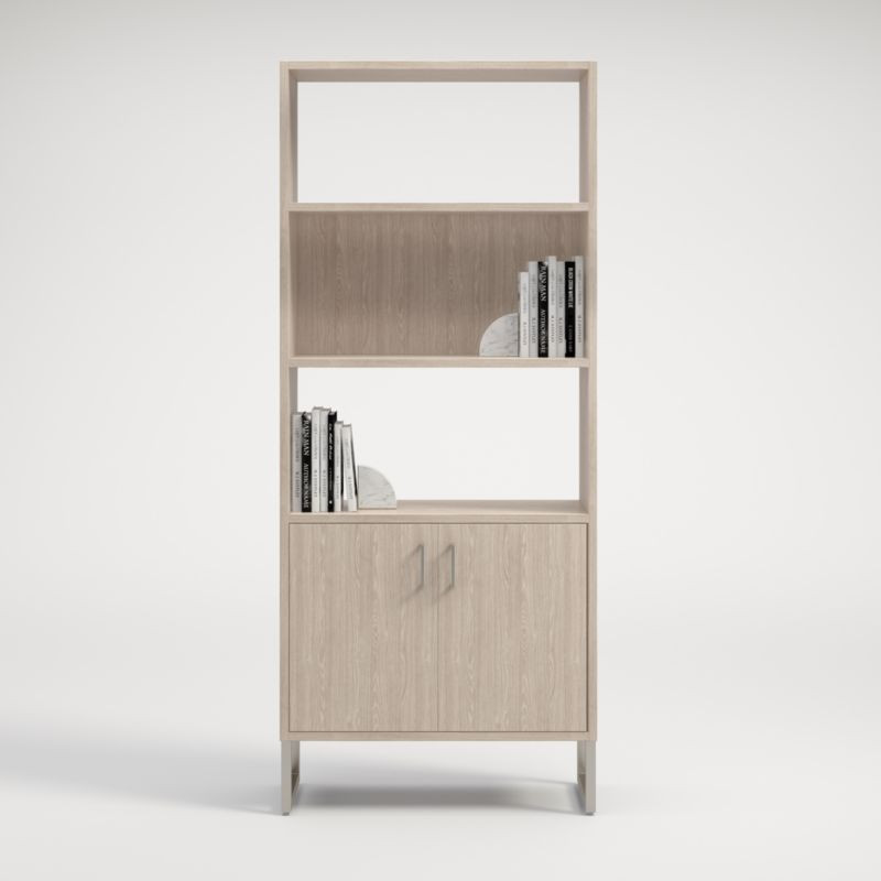 Clybourn Pickled Oak 32" Storage Bookcase | Crate and Barrel | Crate & Barrel