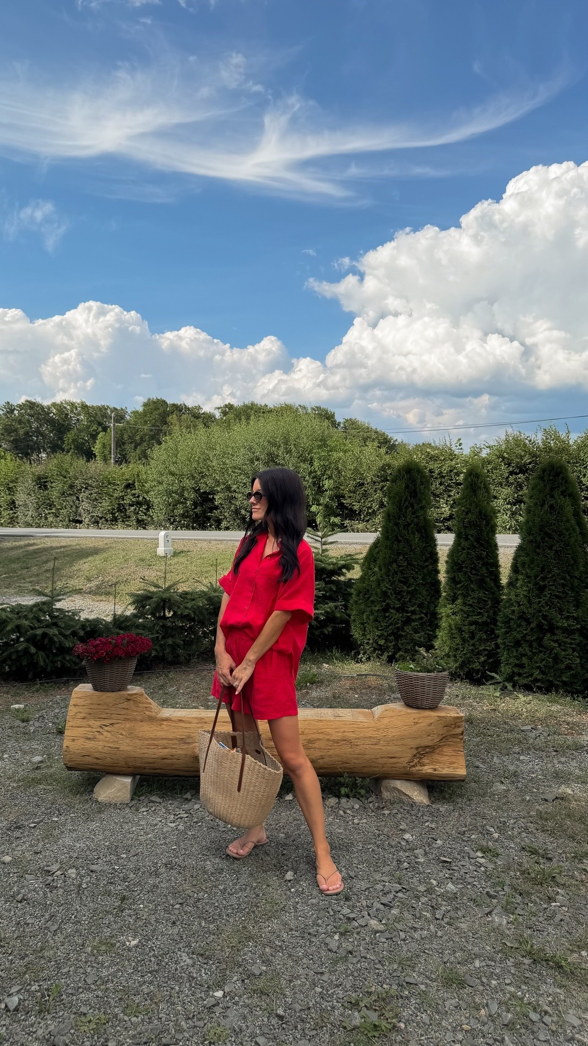 Red matching set. Amazon flip flops. Straw bag. Europe outfit.

#LTKdayinmylife #LTKgrwm #LTKTravel