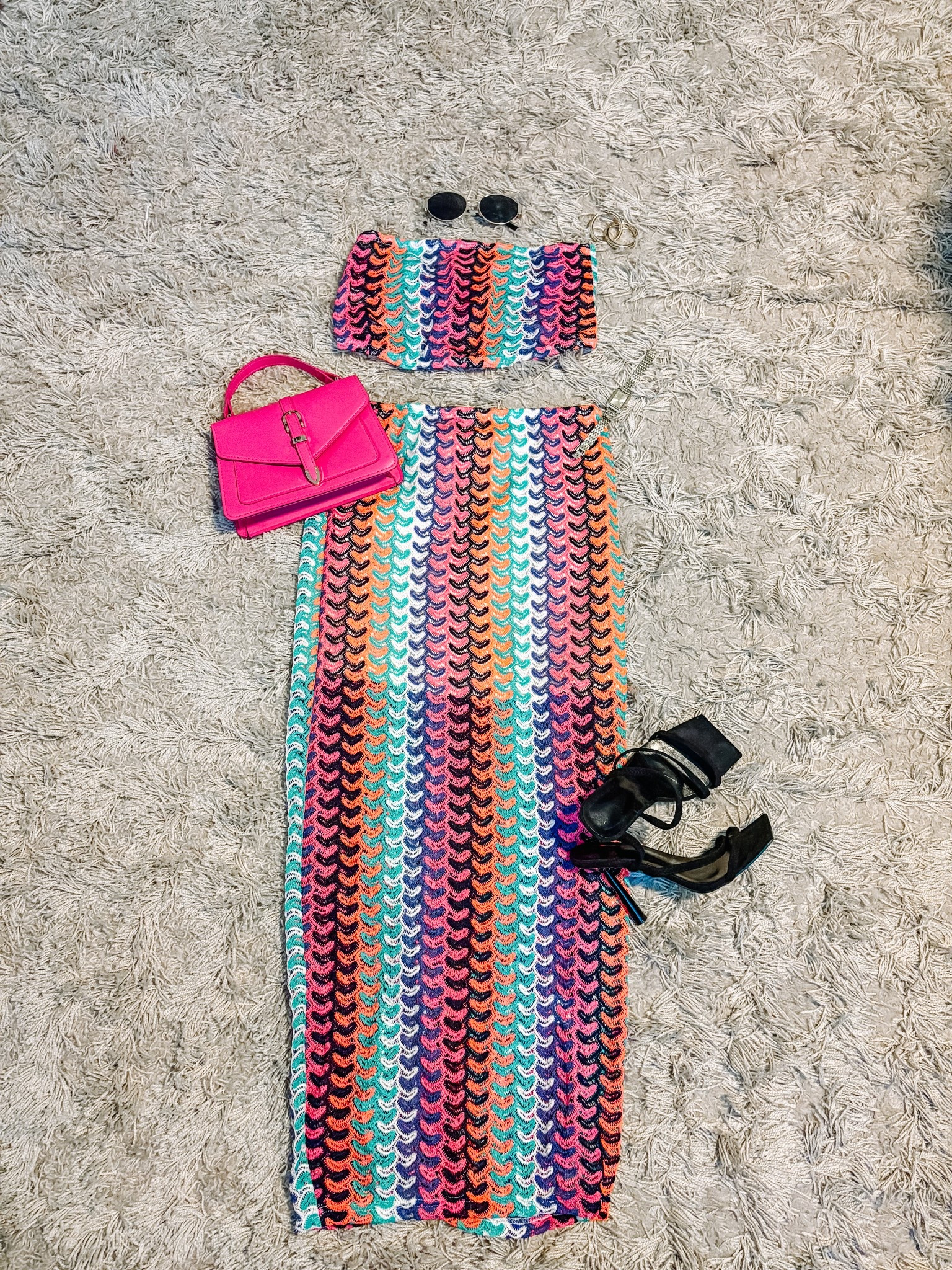 Summer Outfit!! 🩷
How gorgeous is this neon set?!? Perfect for vacation or a girl's night out!! 
Set/purse/heels are all on sale!! 
Everything fits TTS!! 

#LTKStyleTip #LTKSaleAlert #LTKFindsUnder50