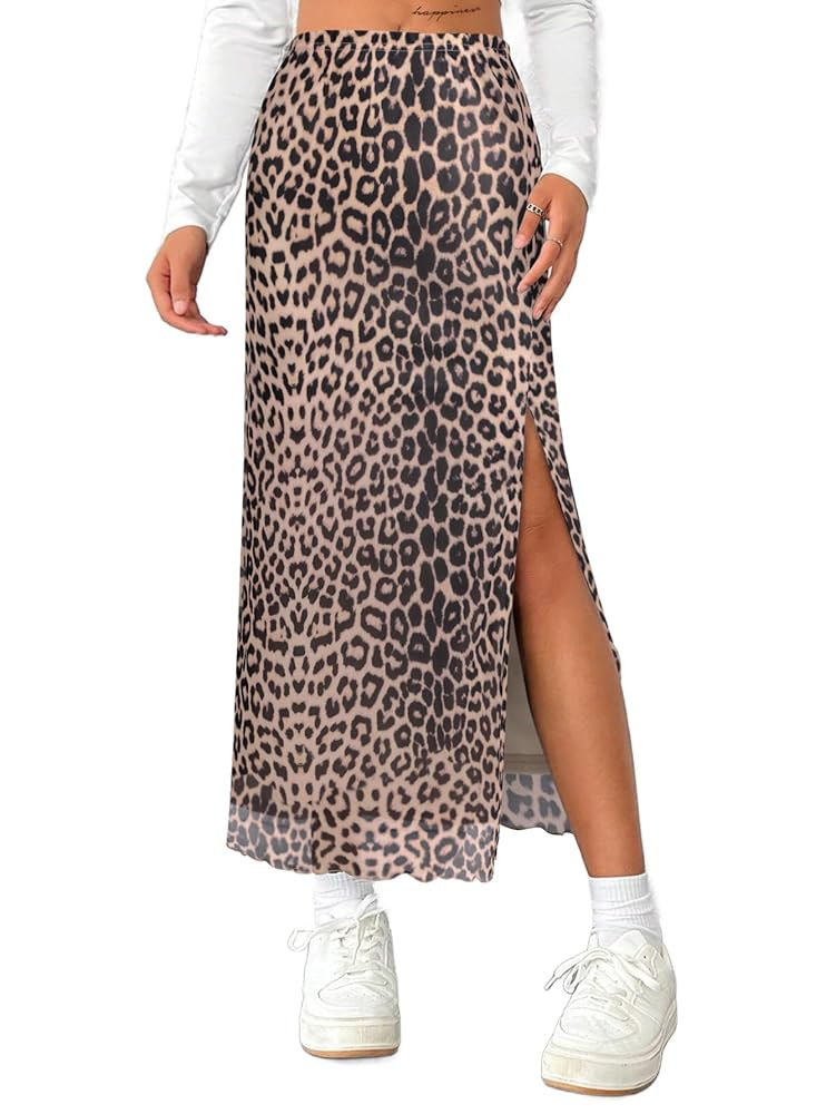 Avanova Women's Mesh Slit Split Long Skirts High Waisted Sexy Summer Maxi Skirts | Amazon (US)