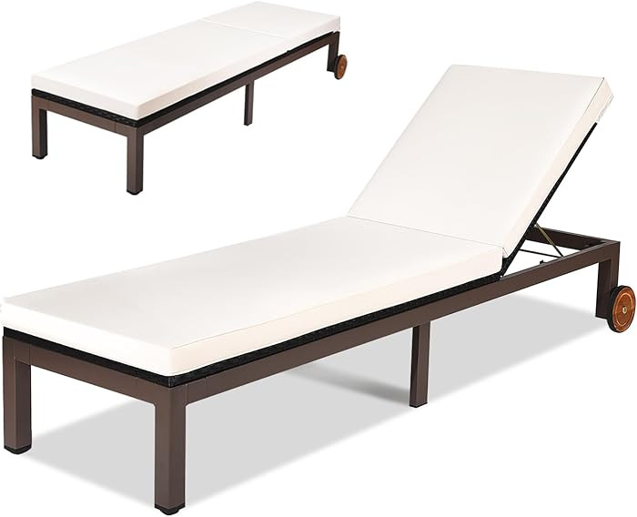 GORELAX Outdoor Chaise Lounge Chair, Rattan Sun Lounger Recliner with Padded Cushion, 5-Position ... | Amazon (CA)