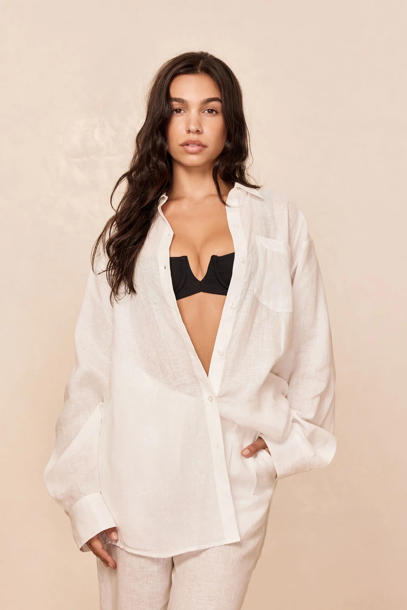 La Jolla Linen Shirt - White Linen | Monday Swimwear