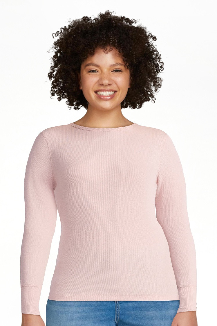 Time and Tru Women's Rib Tee with Long Sleeves, Size XS-XXXL | Walmart (US)