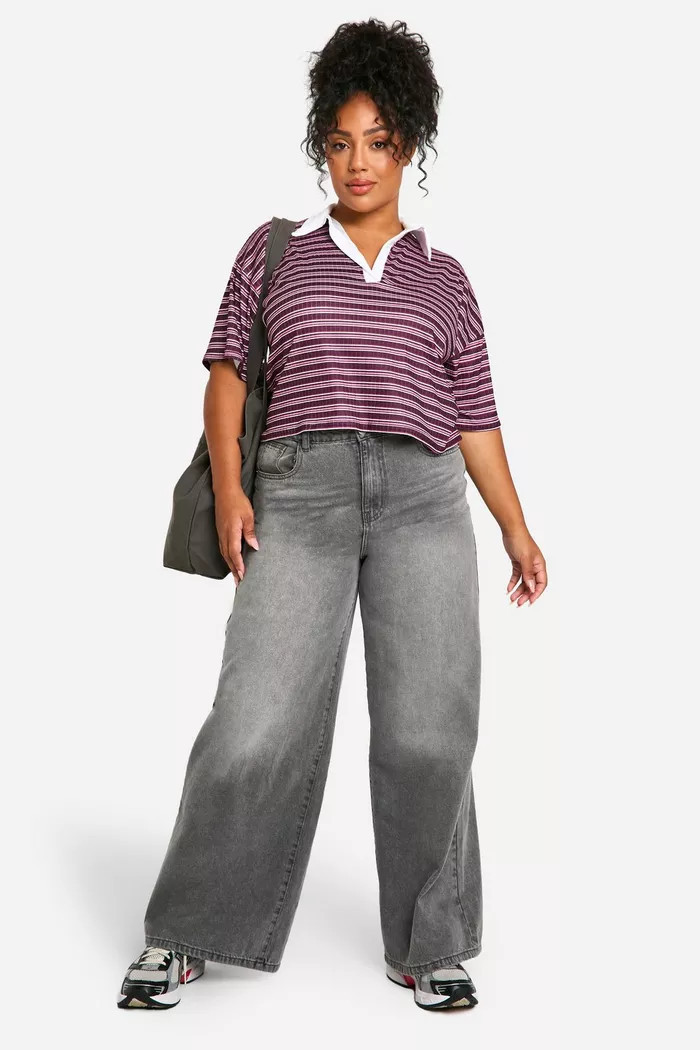 Plus Striped Rugby Top | boohoo (US & Canada)