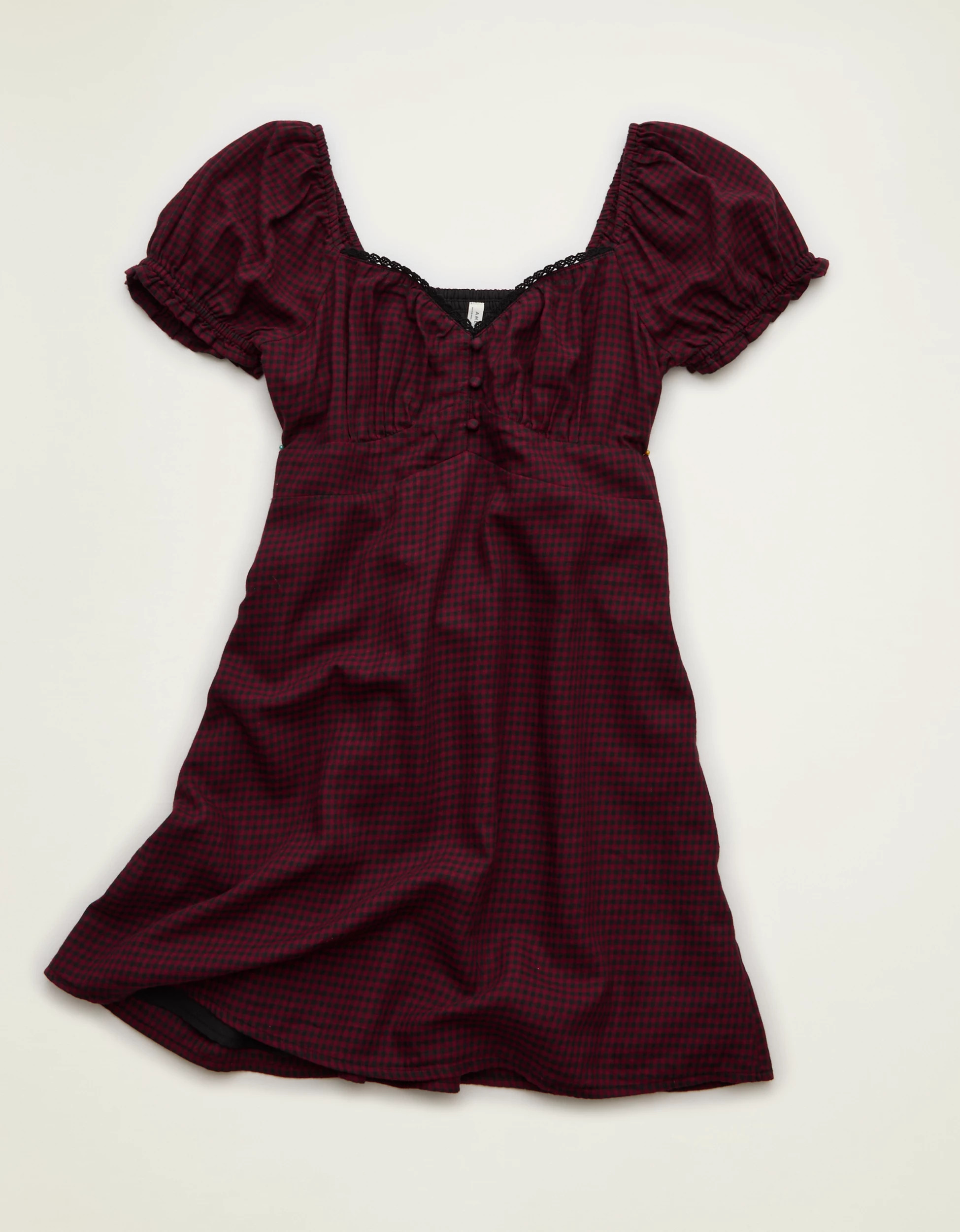 AE Short-Sleeve Plaid Mini Dress | American Eagle Outfitters (US & CA)