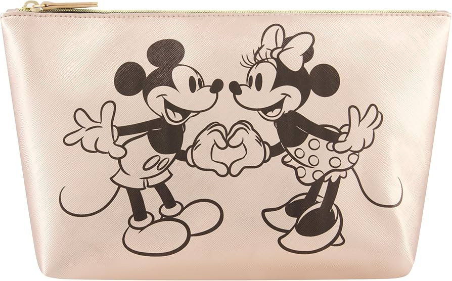 Disney Mickey and Minnie Mouse Women's Makeup Bag, Small Travel Cosmetic Zipper Pouch Organizer, ... | Amazon (US)
