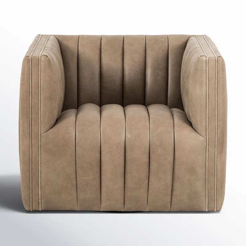 Brandt Genuine Leather Swivel Club Chair | Wayfair North America