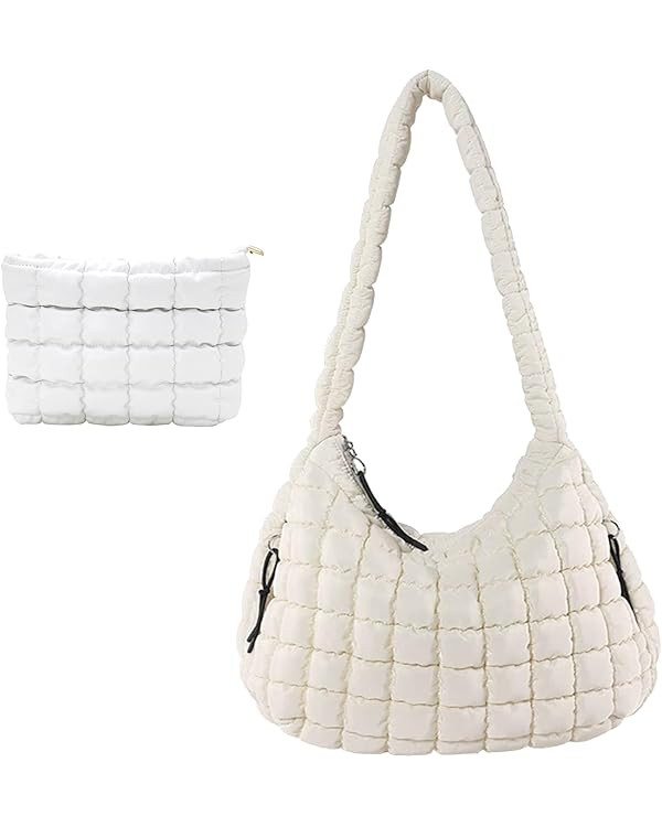 UKAYCCI Women Large Quilted Tote Bag Lightweight Quilted Carryall GYM Bag Soft Puffy Crossbody Ba... | Amazon (US)