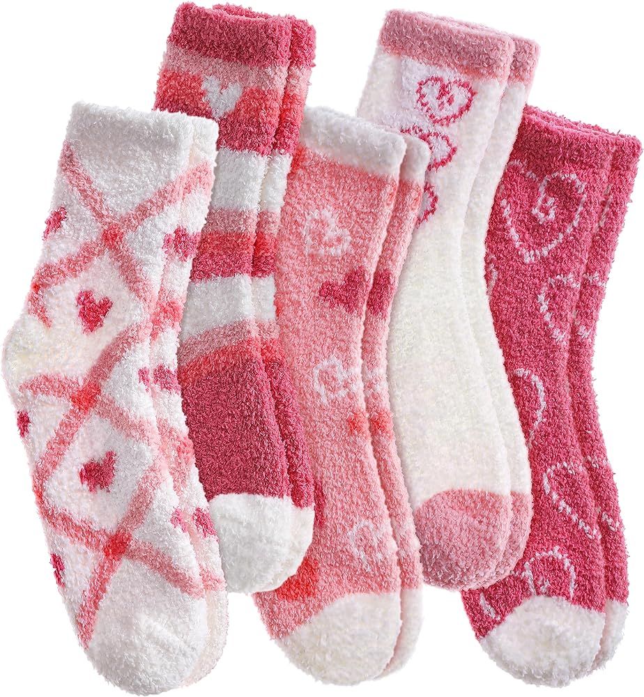 SDBING Fuzzy Socks for Women Soft Fluffy Home Sleeping Socks Cozy Warm Slipper Socks 6 or 5 Pairs | Amazon (US)