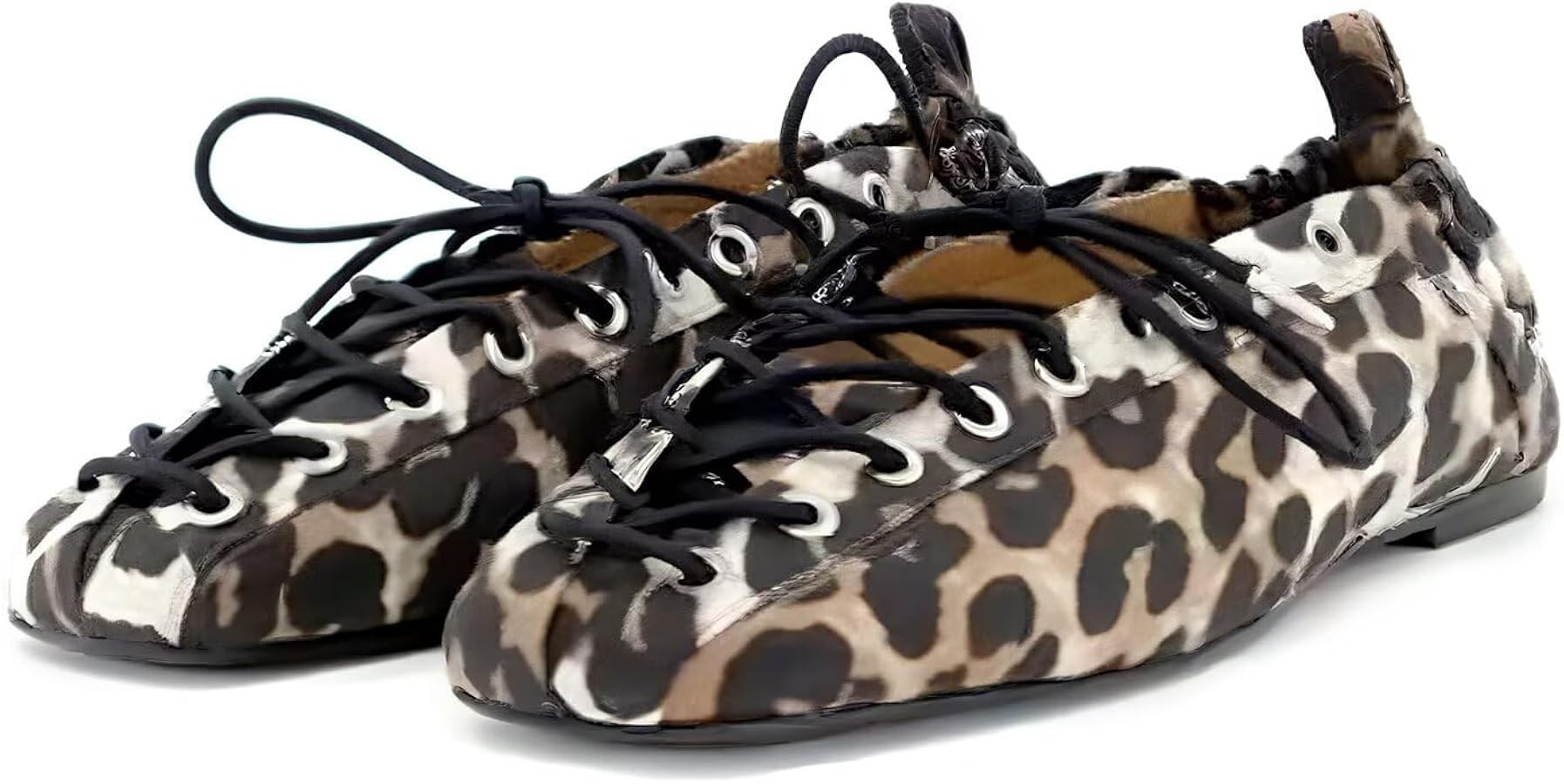 Agodor Lace-Up Ballet Flats Leather Ballerina Flat for Women Slip on Square Round Closed Toe Comf... | Amazon (US)