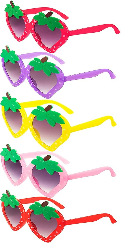 Frienda 5 Pairs Toddler Sunglasses Girl Sunglasses Strawberry Shaped Sunglasses Funny Sunglasses ... | Amazon (US)