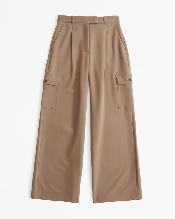 Women's A&F Harper Tailored Ultra Wide Leg Cargo Pant | Women's Bottoms | Abercrombie.com | Abercrombie & Fitch (US)