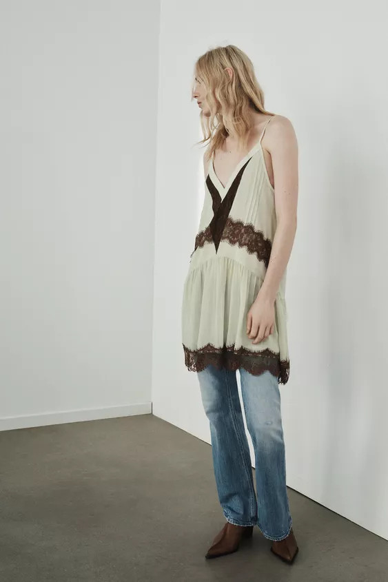 VESTITO CORTO COMBINATO PIZZO | Zara IT