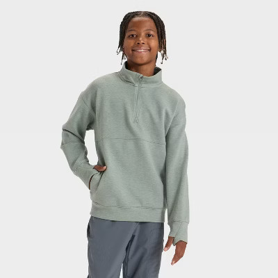 Boys' Spacer 1/2 Zip Sweatshirt - All In Motion™ Sage Green M | Target