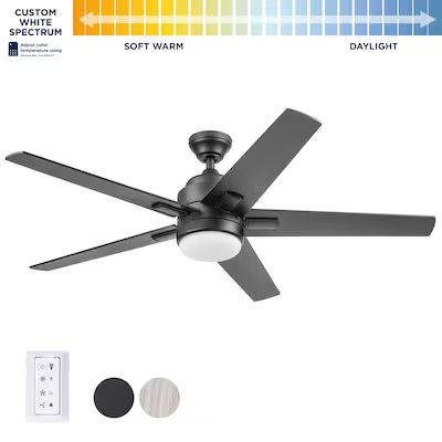 Harbor Breeze Flanagan II 52-in Matte Black Color-changing Indoor Ceiling Fan with Light Remote (... | Lowe's