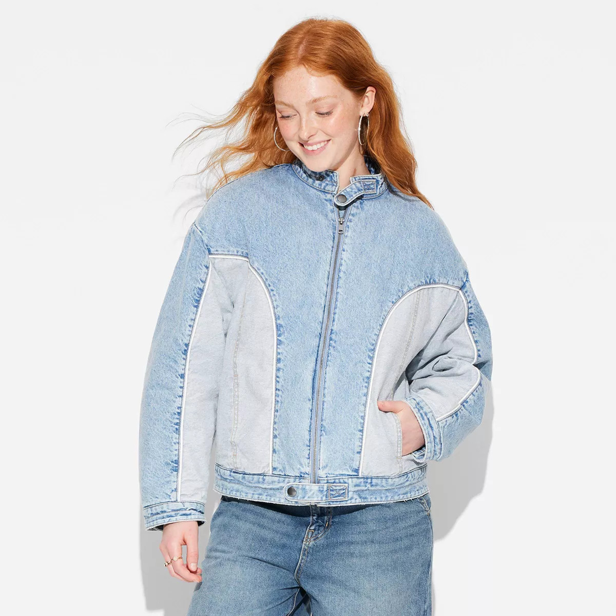Women's Denim Bomber Jacket - Wild Fable™ Blue Denim | Target