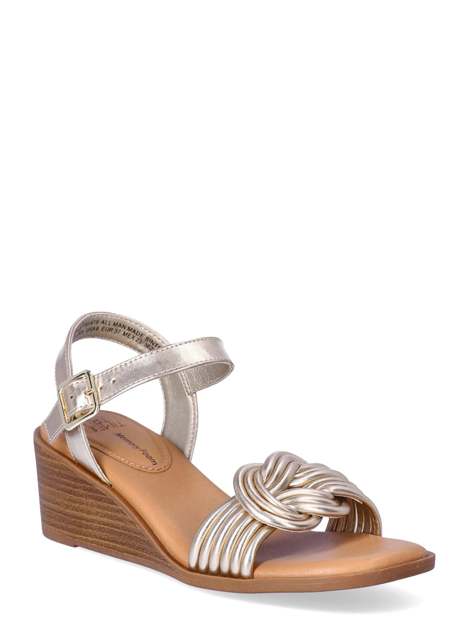 Time and Tru Women's Mid-Heel Knot Wedge Sandals | Walmart (US)