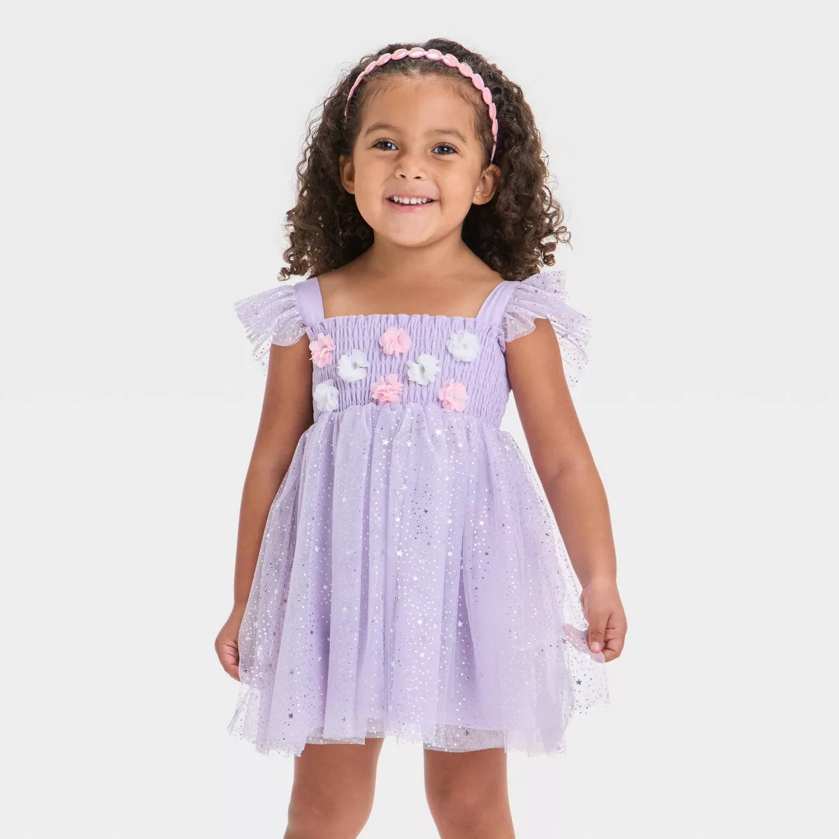 Audrey Camille Toddler Girls' Floral & Stars Tank Tulle Dress - Lavender | Target