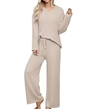 HNG Lounge Sets for Women Two Piece Outfits Fuzzy Fleece Pajama Set Long Sleeve Pullover Sweater ... | Amazon (US)