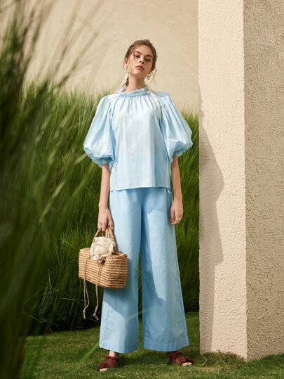 SHEIN Paperbag Waist Wide Leg Pants | SHEIN