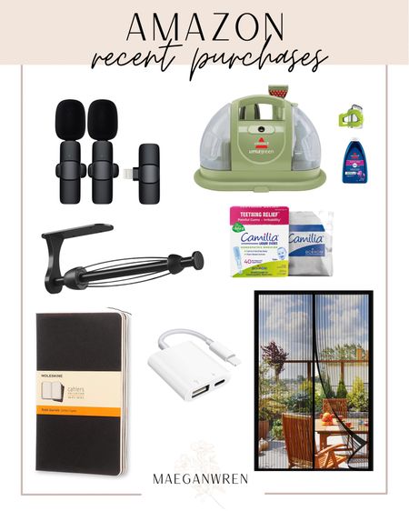Amazon random purchases, recent buys, must haves, restock, microphone, lapel, bissel little green machine, paper towel holder, mosquito door net, notebooks, microphone dongle, teething medicine, baby, toddler, tech, lifestyle, affordable, home, cleaning, decor, gadgets

#LTKunder50 #LTKhome #LTKxPrimeDay