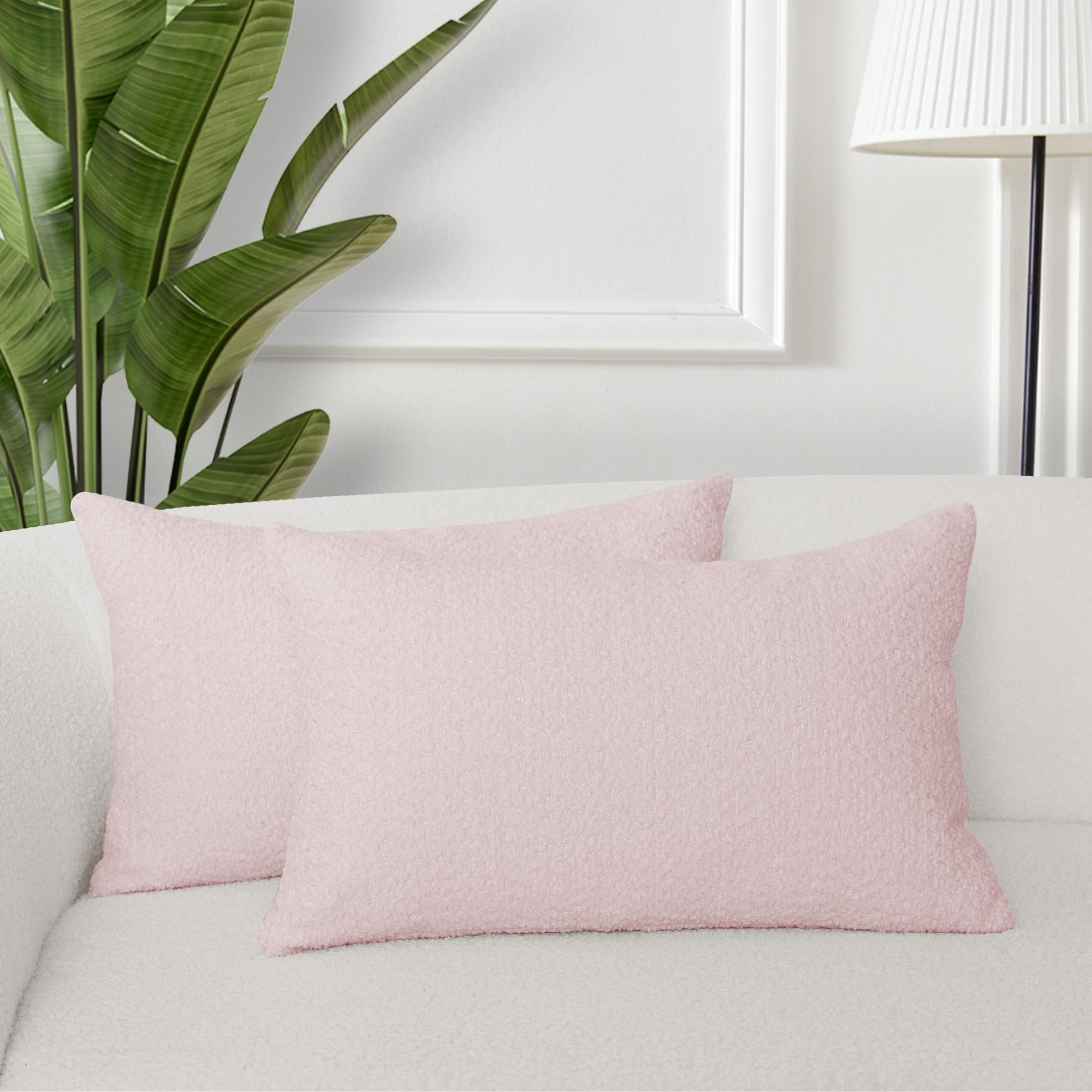 VOILYBIRD Pack of 2 Heavy Boucle Throw Pillow Covers 12x20 Inches, Decorative Lumbar Pillow Cover... | Amazon (US)