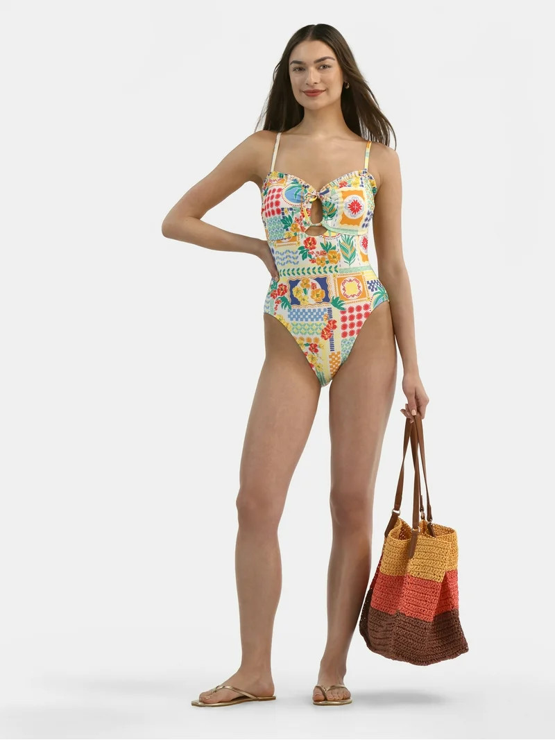 Time and Tru Women's Rope Texture One-Piece Swimsuit, Sizes XS-3X | Walmart (US)