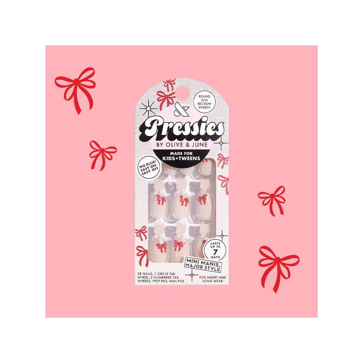 Olive & June Pressies Fake Nails - S Round - Big Bow Energy - 28ct | Target