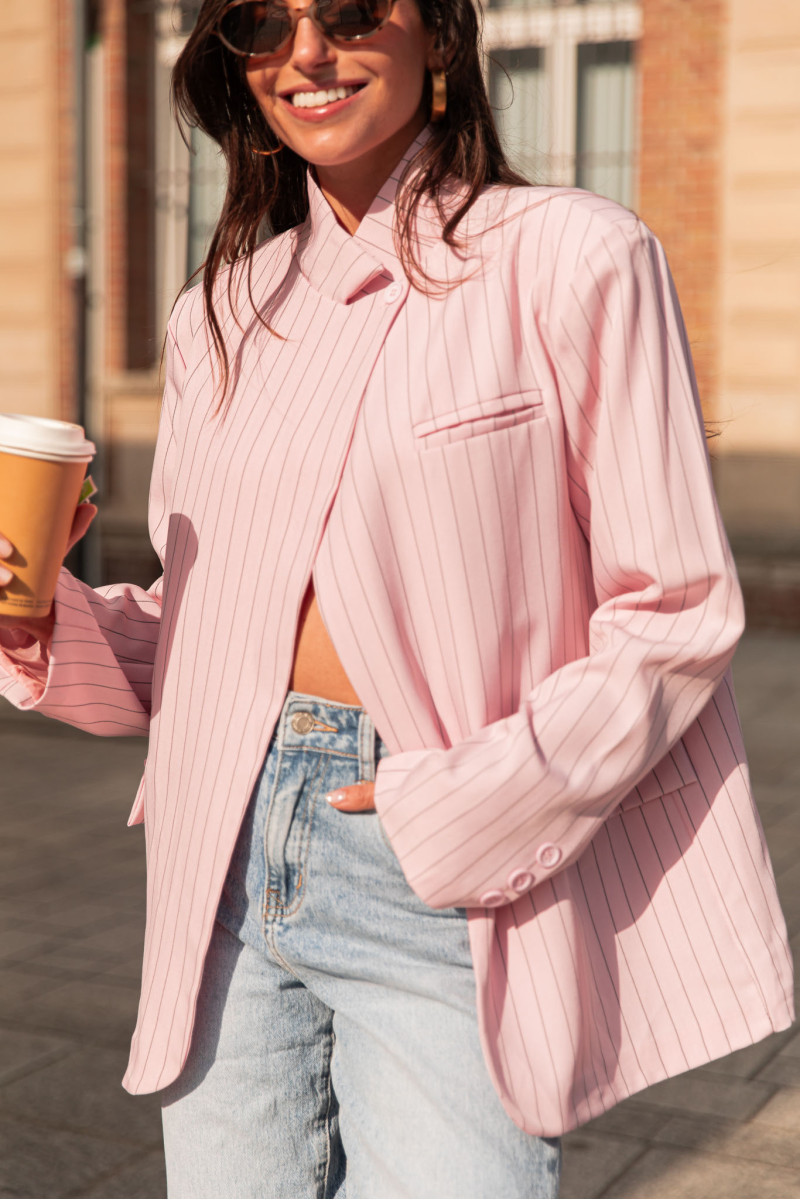 Blazer rose rayé coupe croisée - Pretty Wire | Pretty Wire