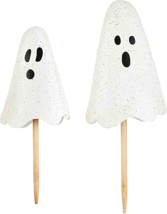 Mud Pie Halloween Metal Ghost Yard Signs, 24", 20",White | Amazon (US)