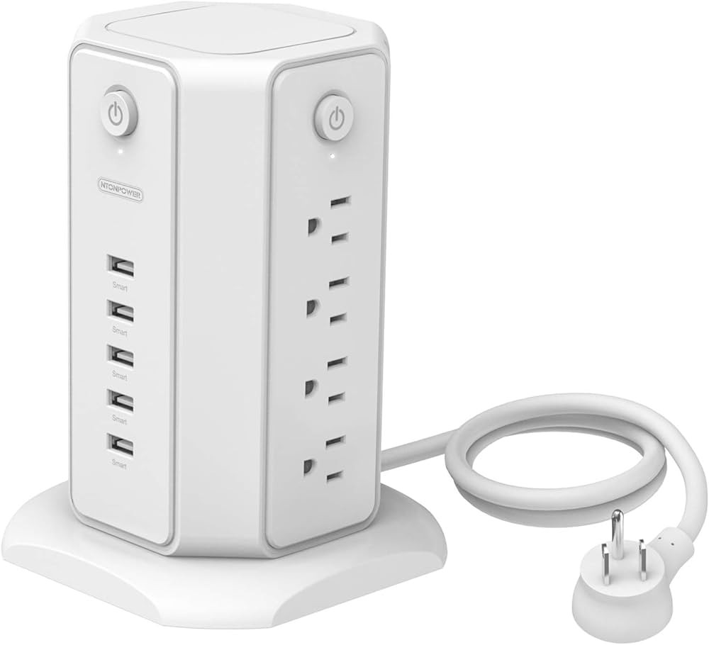 Tower Surge Protector Power Strip 10 ft Cord, NTONPOWER 8 Outlets 5 USB Desktop Charging Station,... | Amazon (US)