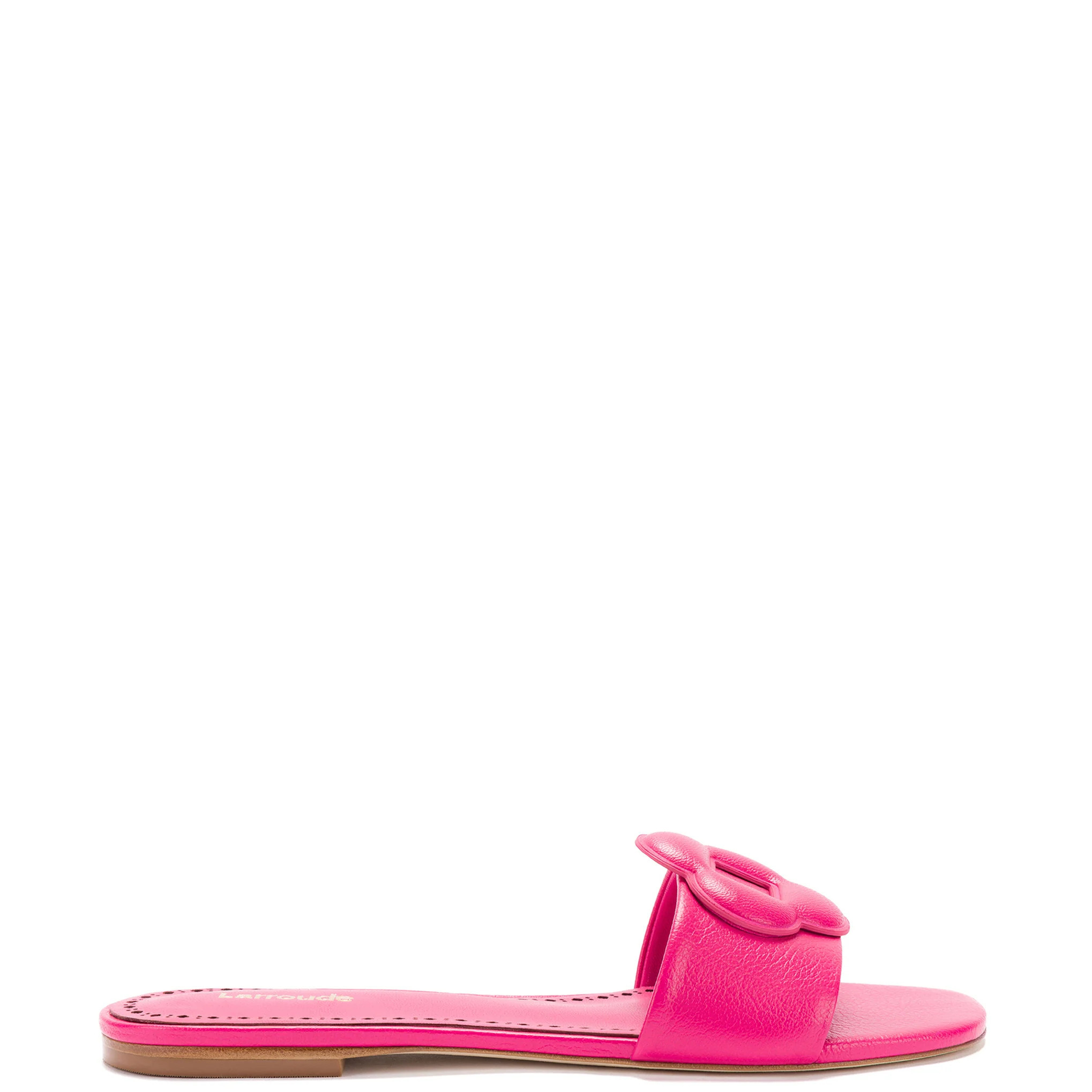 Flora Flat Mule In Pink Leather | Larroude