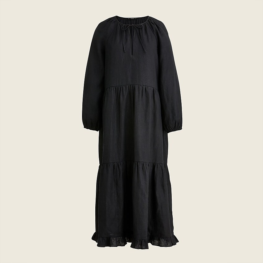 Long-sleeve tiered dress in linen | J. Crew US