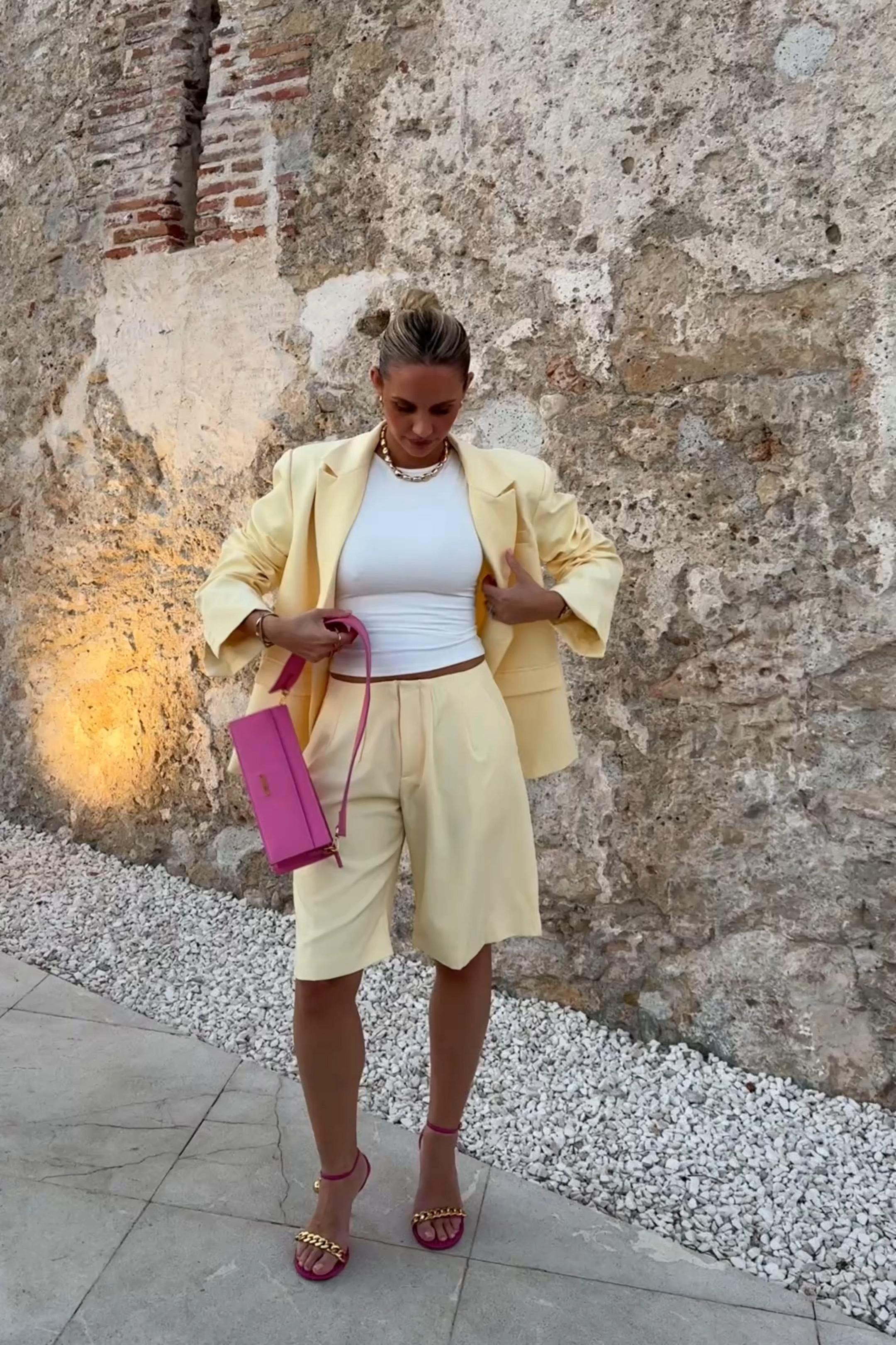 Summer outfit idea, holiday outfit, PLT, tailored co-ord, oversized blazer, longline shorts, ootd  

 #LTKuk #LTKsummer #LTKeurope