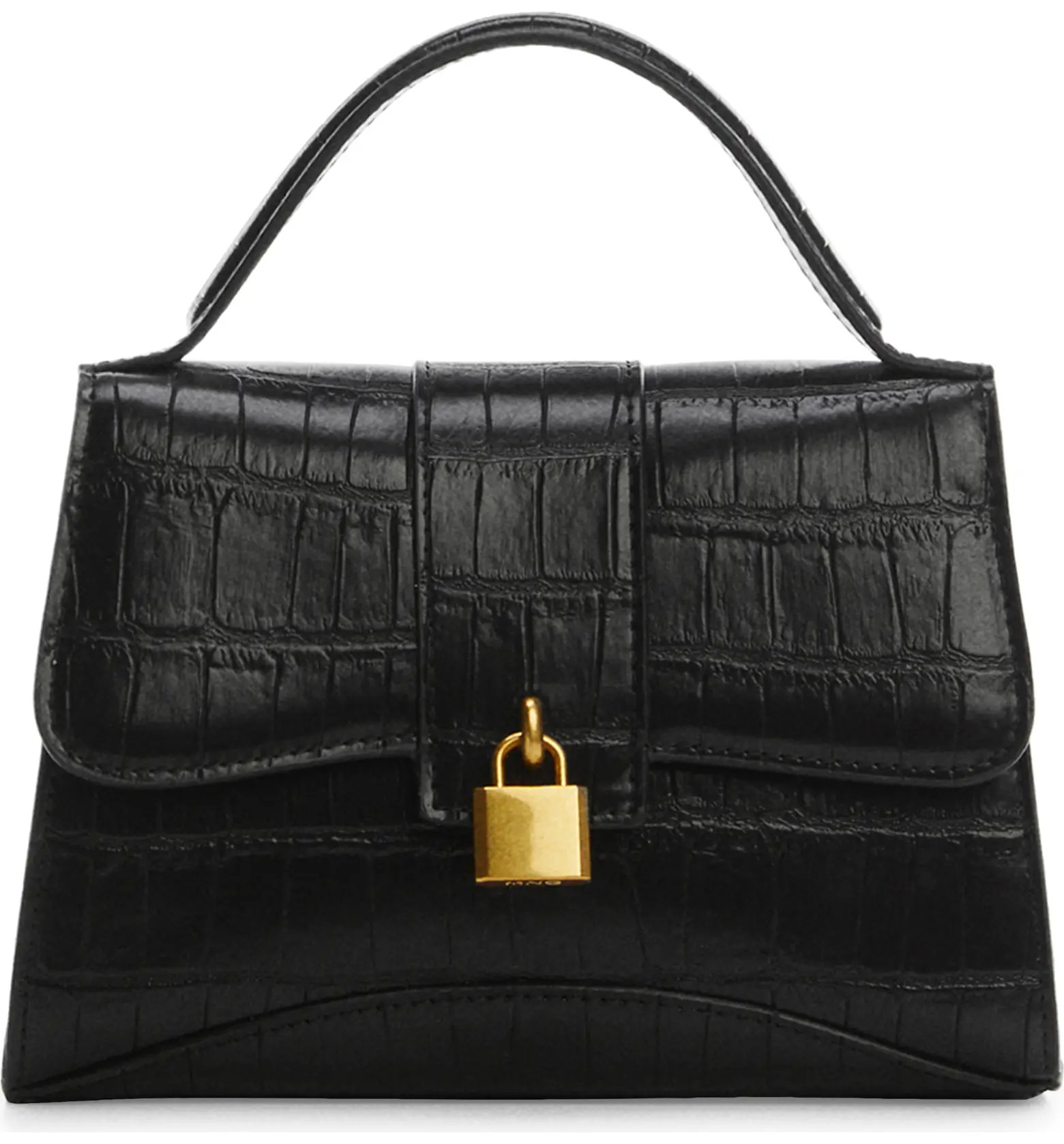 MANGO Padlock Croc Embossed Envelope Top Handle Bag | Nordstrom | Nordstrom