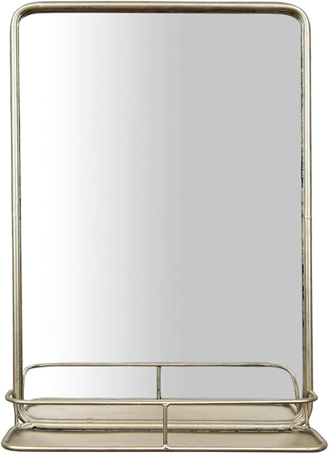 Creative Co-Op Rectangle Metal Wall Mirror with Shelf, Single Vanity, Antique Nickel | Amazon (US)