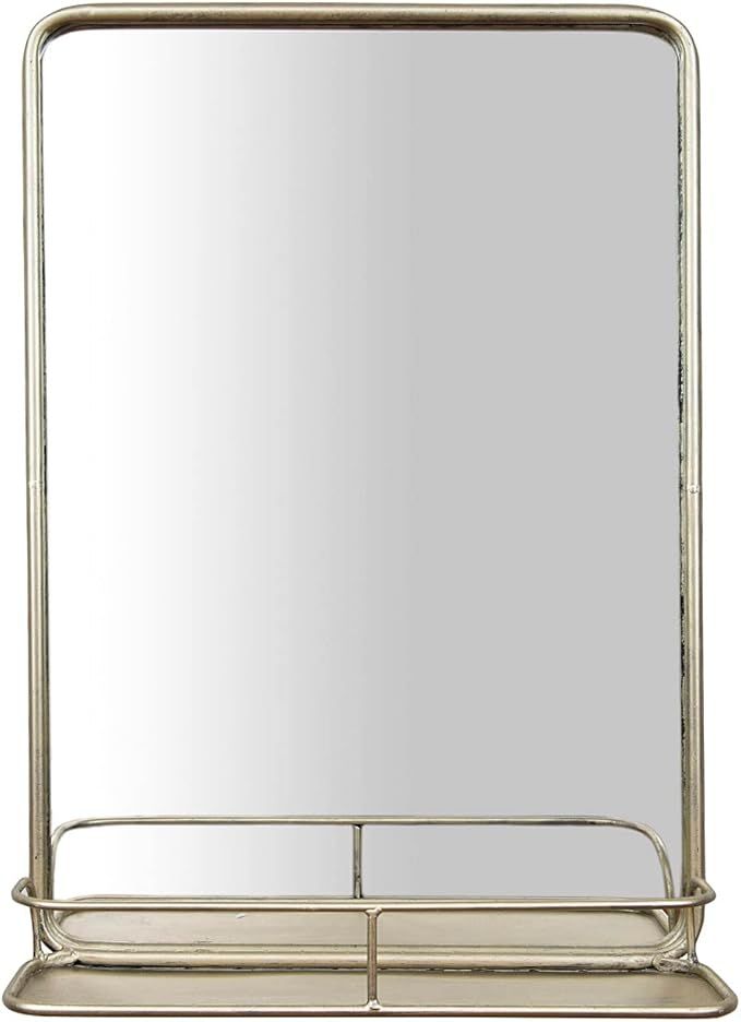 Creative Co-Op Rectangle Metal Wall Mirror with Shelf, Single Vanity, Antique Nickel | Amazon (US)