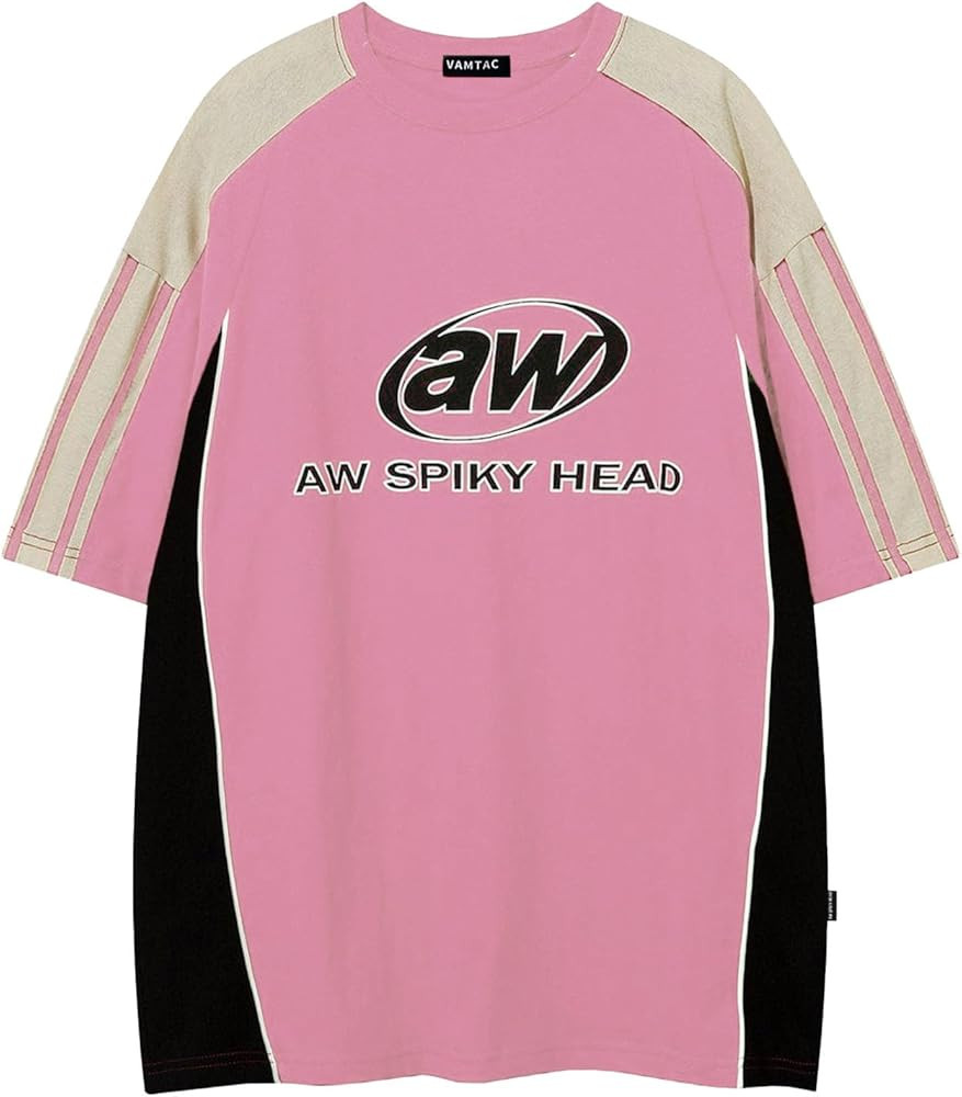 Vamtac Oversized T Shirt Classic Vintage 90s Contrast Color Graphic Tees Streetwear Racing Tee Sp... | Amazon (US)