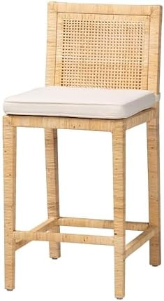bali & pari Sofia Rattan Counter Stool with Mahogany Wood Frame - Handwoven Wicker Counter Chair ... | Amazon (US)