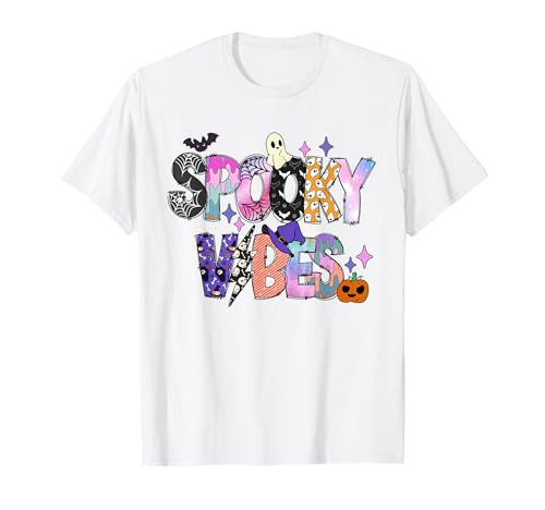 Spooky Vibes Halloween Costume Spooky Season Womens Girl Kid T-Shirt | Amazon (US)