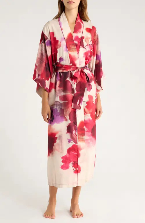 Natori Loren Charmeuse Robe in Red at Nordstrom, Size Large | Nordstrom