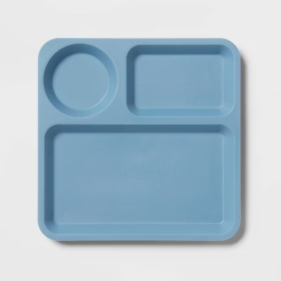 10" Plastic Kids' Square Divided Plate Blue - Pillowfort™:  Dishwasher & Microwave Safe, Toddle... | Target