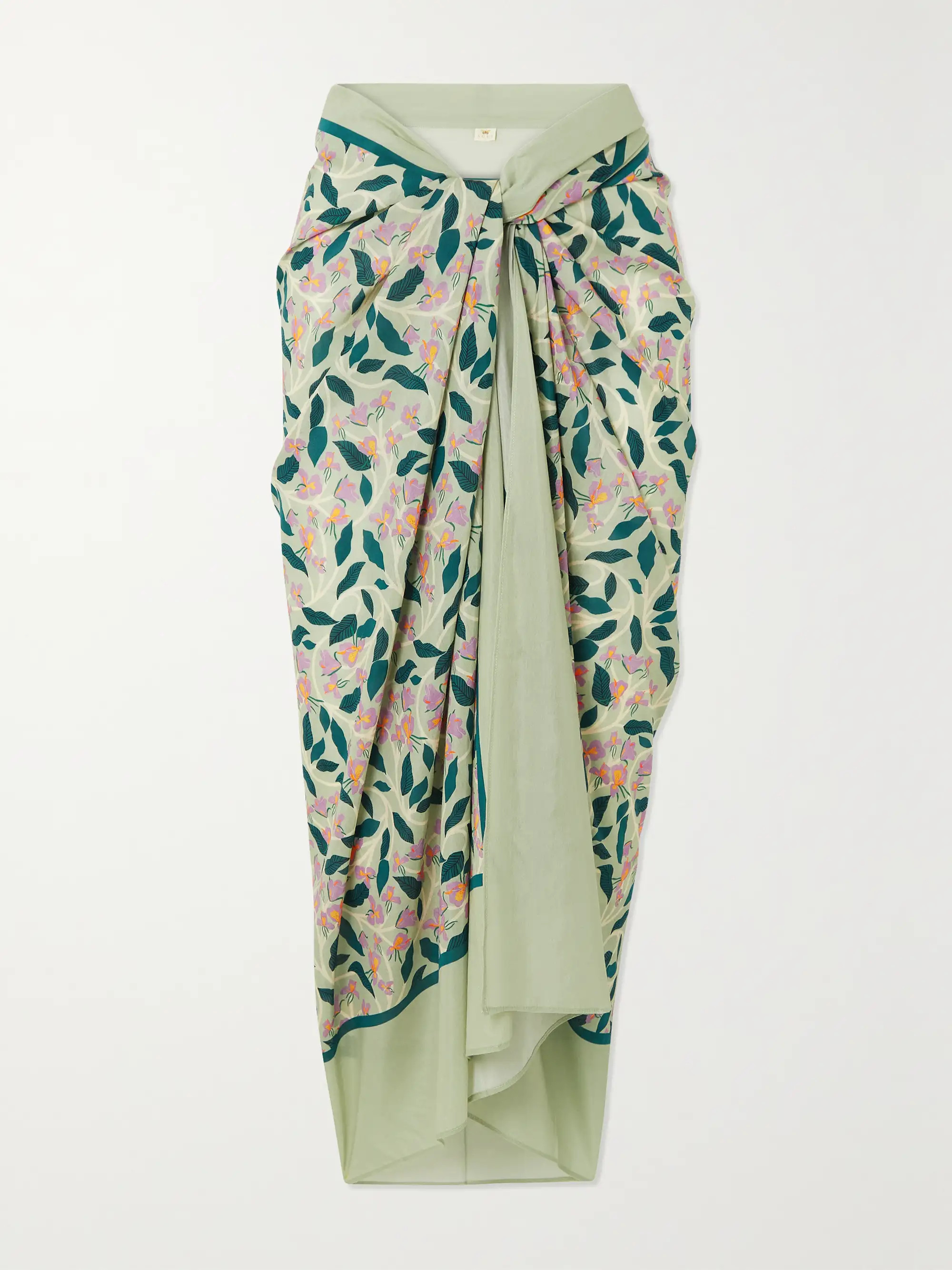 + NET SUSTAIN Lavanda floral-print cotton and silk-blend pareo | NET-A-PORTER (US)