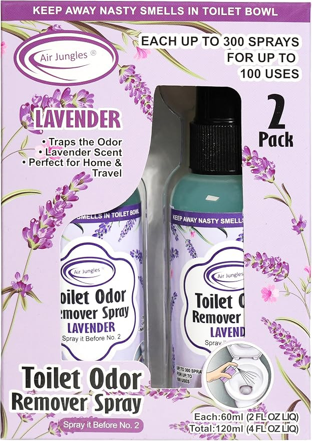 Air Jungles Toilet Poop Odor Eliminator Spray, Lavender Scent, Spray It Before No.2, Up to 100 Us... | Amazon (US)