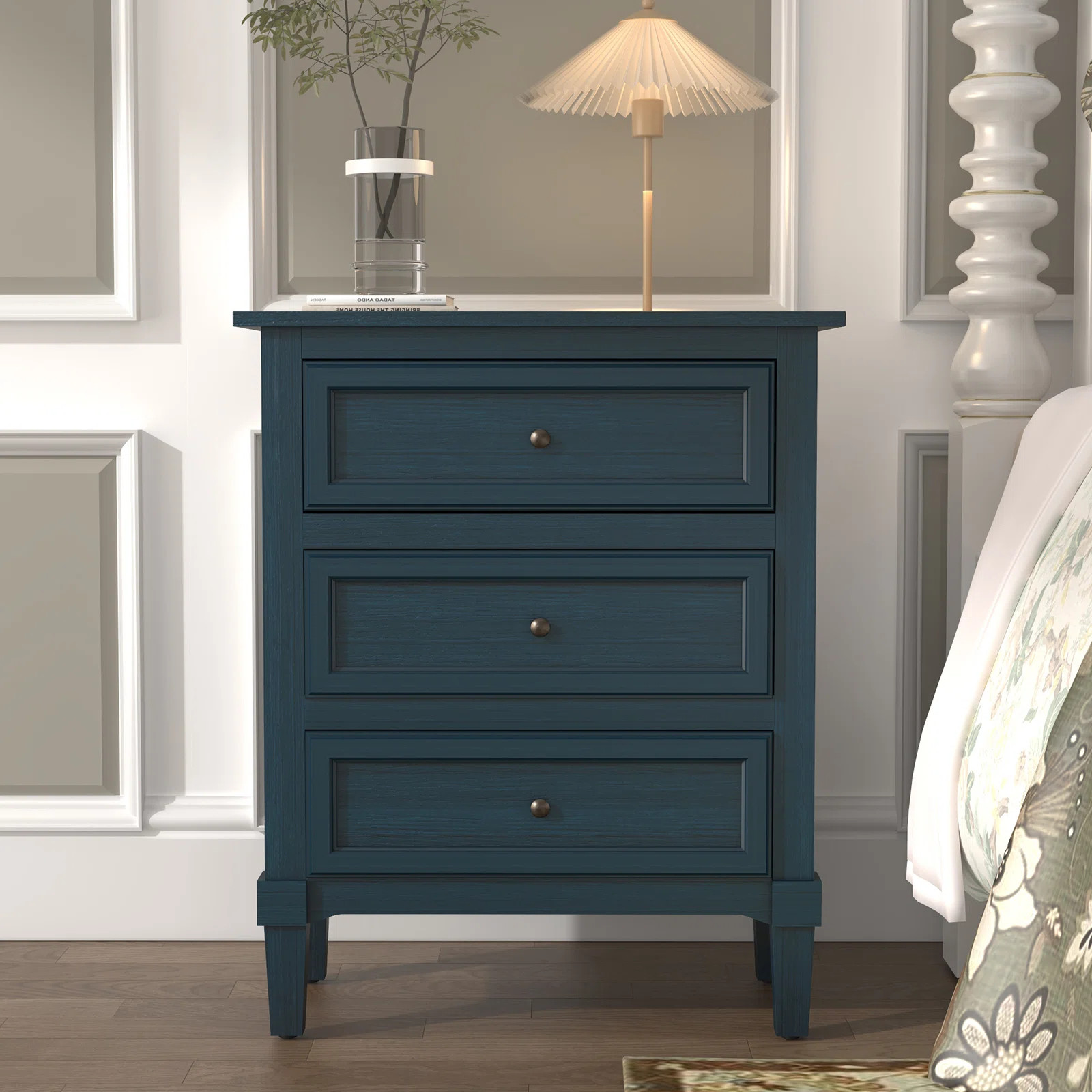 Blue Nightstand with Three Drawers, Fully Assembled | Wayfair North America
