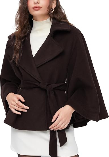 Cape Coat for Women Poncho Pea Coat Outerwear Winter Jacket | Amazon (US)