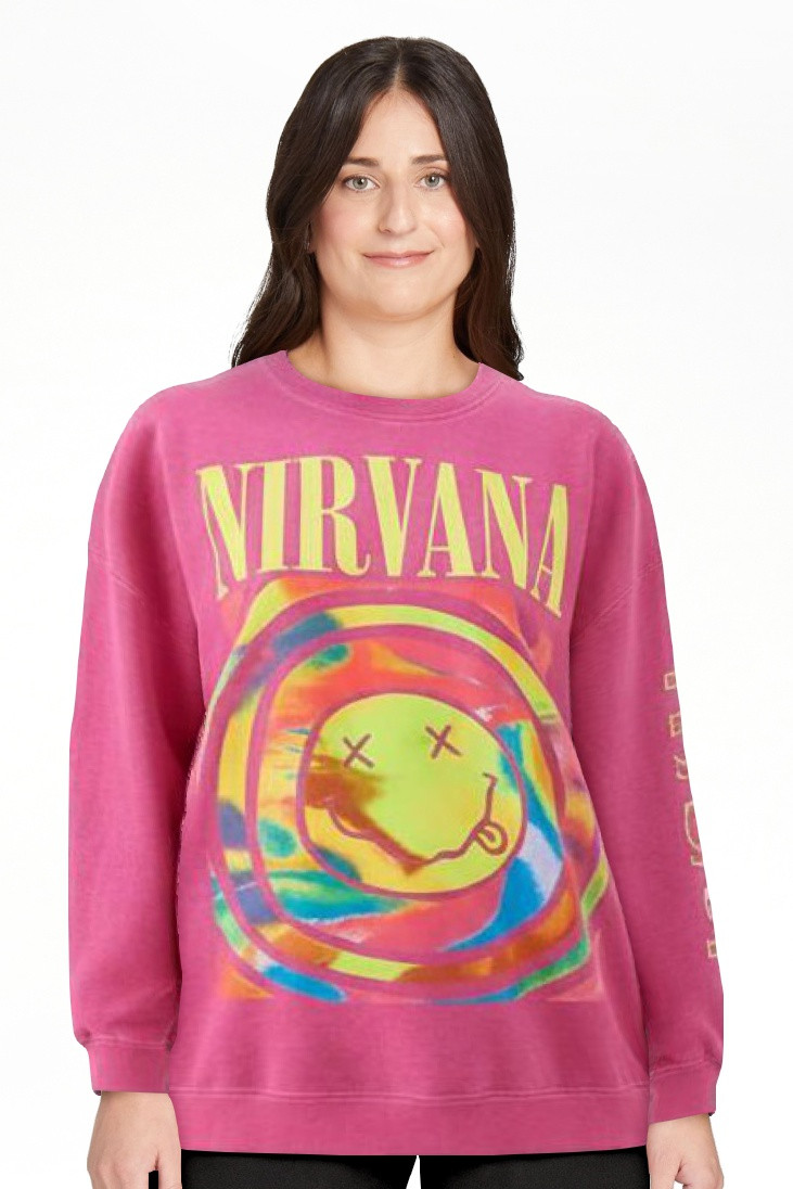 Urban Outfitters Women's Pink Oversized Sweatshirt Spiral Smile Face Crewneck Top NWOT (L/XL, Pin... | Walmart (US)